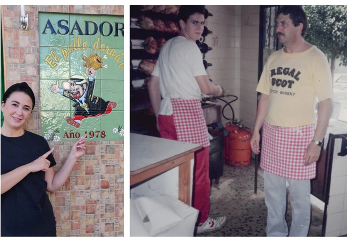 Mariana Plaja, (left), and her father working with one of his sons in the 90's (right).