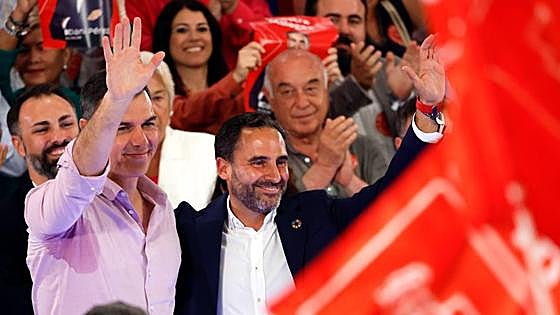 Spanish PM Pedro Sánchez attends political rally in Malaga ahead of local elections on 28 May