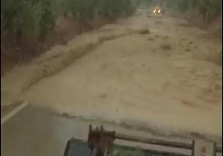 Watch as sudden downpour causes flooding and cuts main road in Malaga province