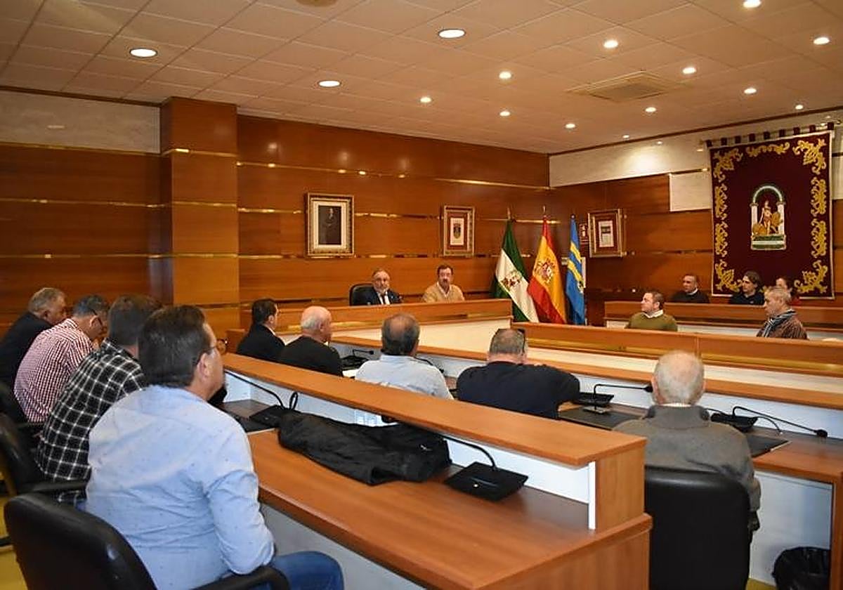 The town's mayor chaired an irrigation project meeting earlier this year.