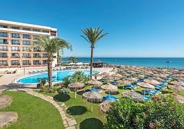 View of pool area of a hotel on the Costa del Sol.