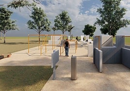 A computerised image of the parkour circuit.