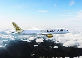 View of one of the aircraft in the Gulf Air fleet.