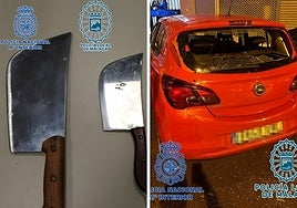 Knifes found close to the scene and the smashed car.