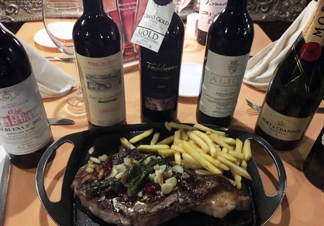 Its menu includes a wide variety of meats and a premium wine cellar.