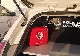 Police patrol cars are equipped with defibrillators like the one that saved the life of the 58-year-old man.
