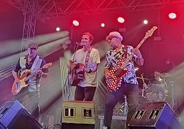 Musician Sami James (c) on stage during a recent concert with his band The Rabbit Holes.