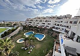 A swimming pool in a residential area in Nerja.
