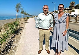 Councillors Rocío Ruiz and José María Claros on the new section of coastal path.