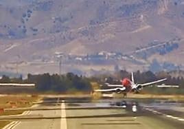 The moment the aircraft was caught by the gust of wind.