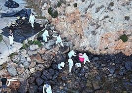 Rosia Bay during the clean up operation.