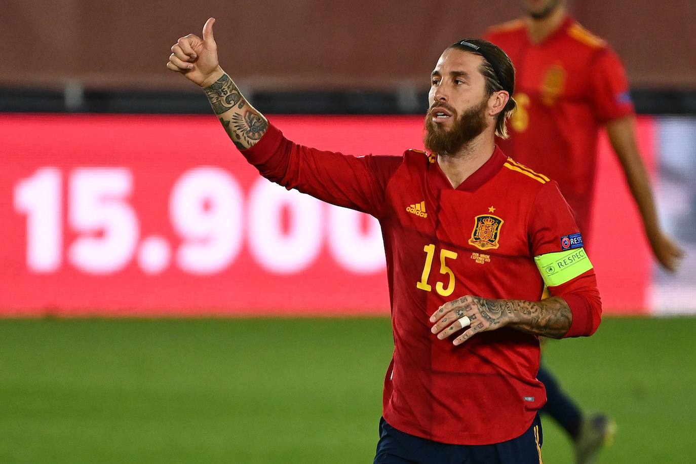 Sergio Ramos during a UEFA Nations League match in 2020.