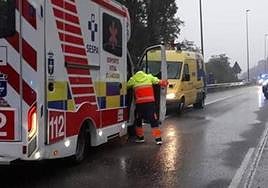 Emergency services at the scene of the accident.