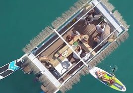 BarcoBar is tiki-style spot that floats on the water off Marbella