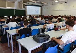 Students at the start of the new degree course at the University of Malaga on Tuesday.