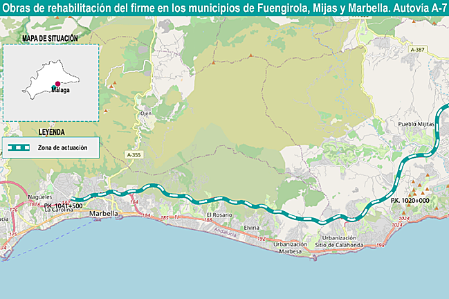 The stretch of the road affected by the works.