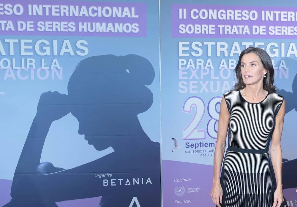Queen Letizia arrives for the conference in Malaga.