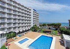 Swimming pools and terrace of a hotel on the Costa del Sol.
