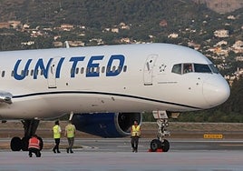 File image of the arrival of the first United Airlines plane in Malaga on 1 June this year.