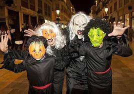 People dressed up for Halloween in Malaga city.