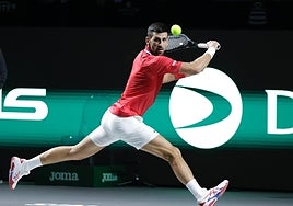 Djokovic in action at the Davis Cup in Malaga