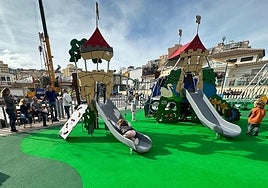 The new children's play area in the renovated square.