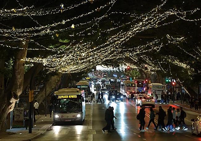 Some 500 streets have lights in around Malaga city and the trees on the Alameda Principal have not been left out.