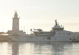 The U-81, in the megayacht marina at Malaga port.