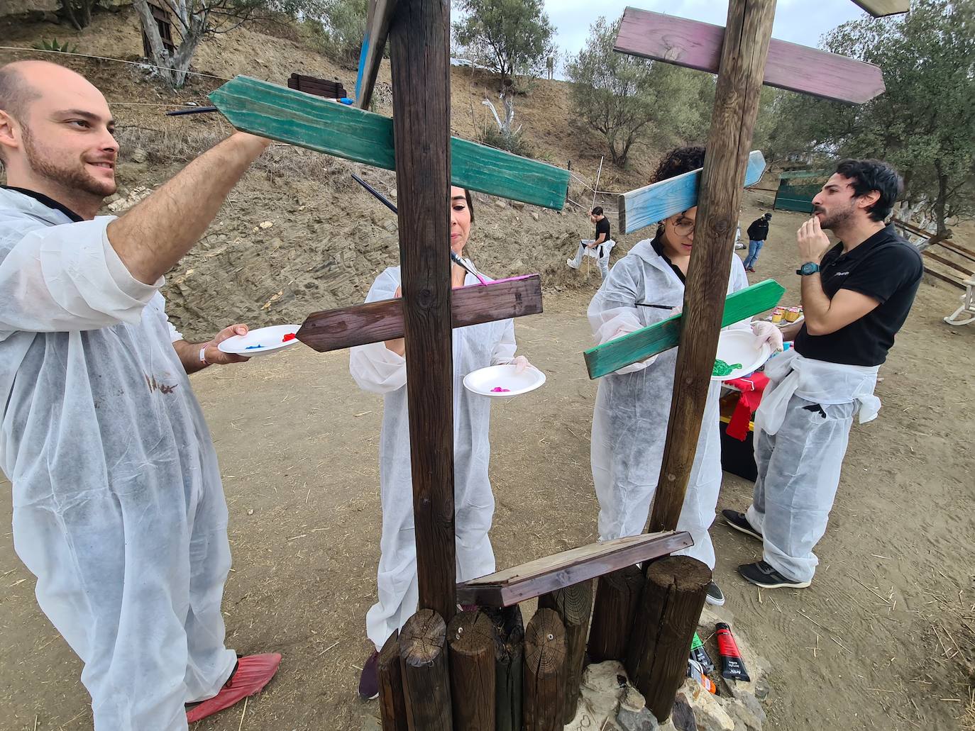 A group of employees from a tech AI company help out at a donkey sanctuary