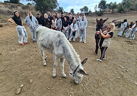 Employees from the company and the sanctuary posing together on Wednesday this week.