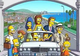 The Simpsons family enjoy a visit to Calle Larios during Christmas.