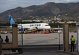 A United Airlines aircraft at Malaga Airport, back in the summer.