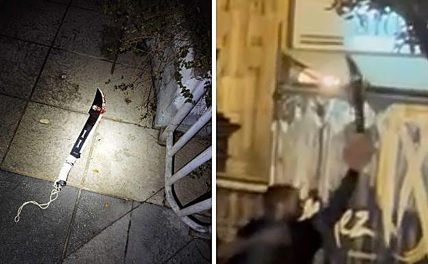 Image of the the machete and the alleged attacker.