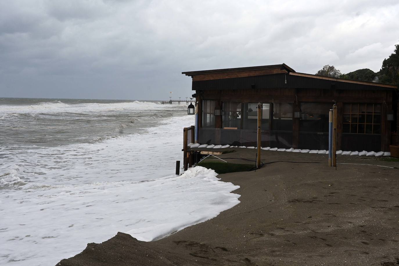 The storm hits the shore in Marbella 