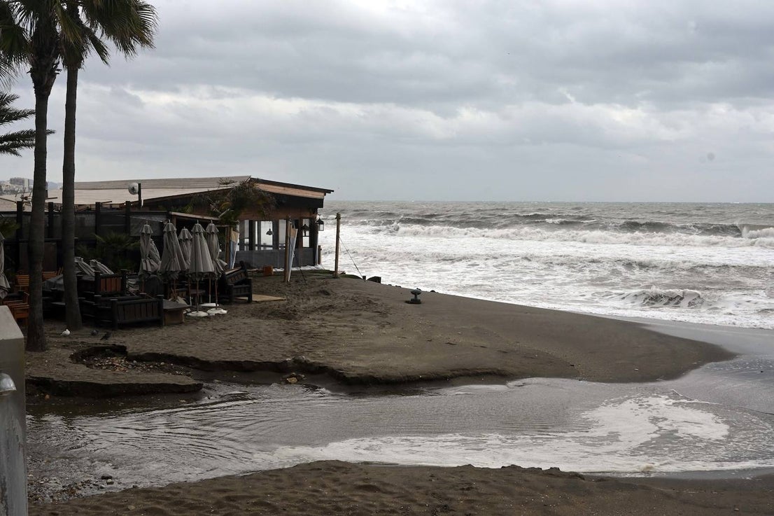 The storm hits the shore in Marbella 