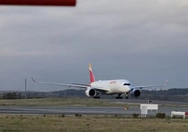 A plane on one of the runways at Barajas Airport
