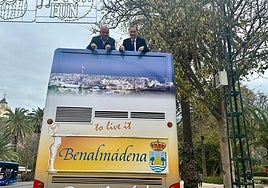 Luis Miguel Labrado and Juan Antonio Lara on one of the buses.