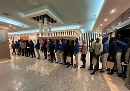 Some of the men who arrived at the hotel in October 2023.