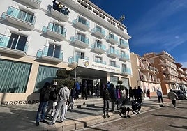 Some of the migrants arriving at the Urban Beach Hotel in El Morche.