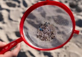 Plastic pellets washed up on a Spanish beach.