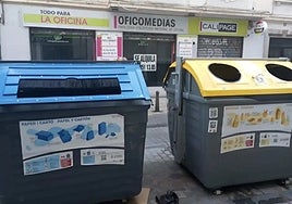 The waste paper and cardboard recycling container in whch the homeless man was sheltering.