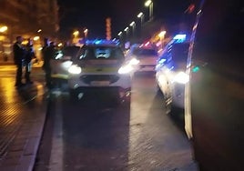 Police at the scene of the incident after arresting the suspects.