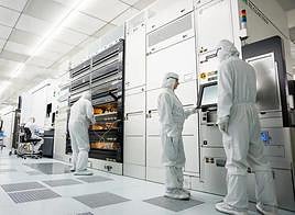 Interior of the IMEC headquarters, in Leuven.