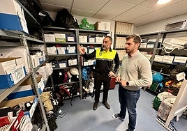 José Luis Ponce at the lost and found area.