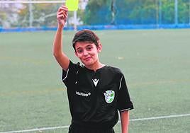 Yoel Delgado on the Los Compadres football pitch, in Marbella.
