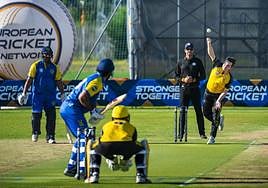 Old Victorians bowl during a Group C clash earlier this week.
