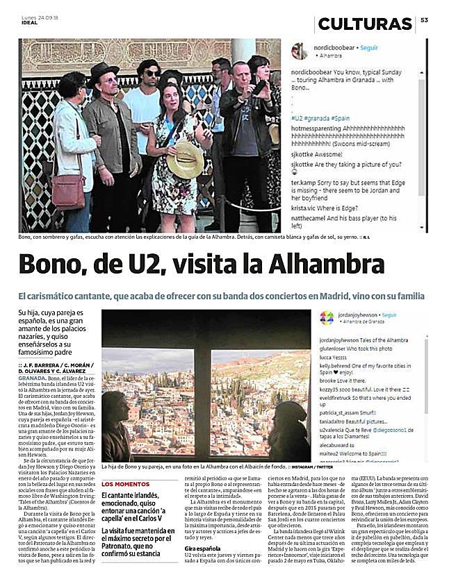 Ideal's report of Bono's visit.