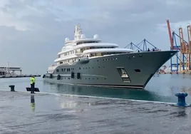 The megayacht Radiant, on its arrival at Malaga port.