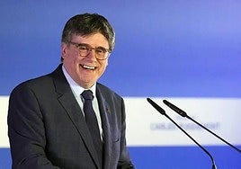 Carles Puigdemont, during the appearance this Thursday evening in which he announced his candidacy.