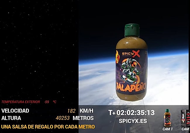 The jar floated up to a height of 40,253 metres.